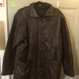 Vintage men’s chocolate brown leather jacket extra large